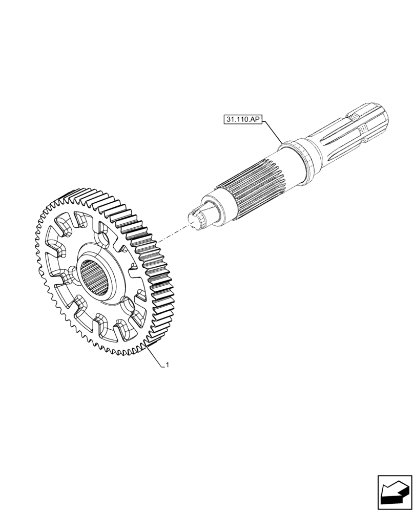 Схема запчастей Case IH FARMALL 65C - (31.110.AR) - VAR - 392808, 332808, 743565 - PTO 540 RPM, GEAR (31) - IMPLEMENT POWER TAKE OFF