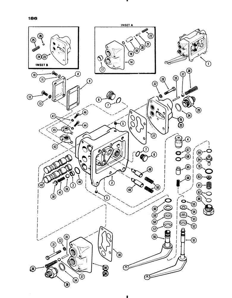 Схема запчастей Case IH 730 SERIES - (186) - A34739 AUXILIARY VALVE, 730 GROVE, 1ST USED TRAC. SER. NO. 8288617 (08) - HYDRAULICS