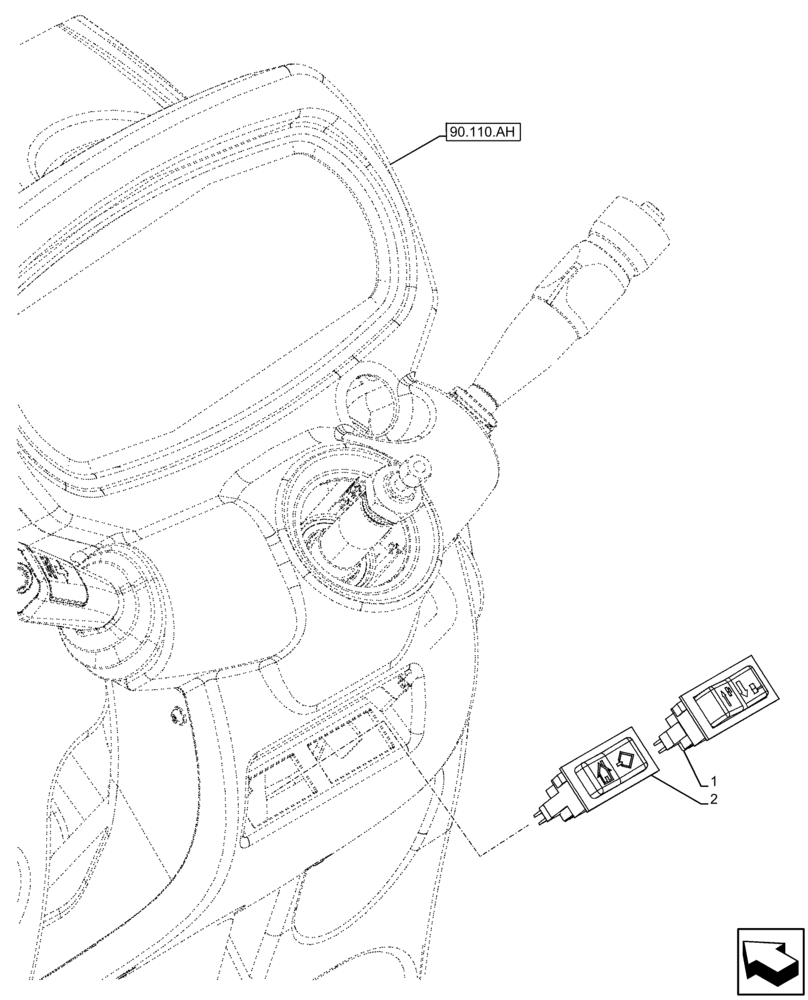 Схема запчастей Case IH FARMALL 75C - (55.520.BA[03]) - VAR - 334187, 334190, 392315 - MULTIFUNCTION SWITCH, W/O CAB (55) - ELECTRICAL SYSTEMS