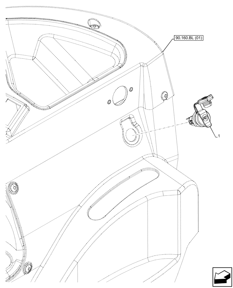 Схема запчастей Case IH FARMALL 75C - (55.510.BM[01]) - VAR - 334183, 334211, 391606, 743496, 743573, 744588 - SOCKET, CAB (8A) (55) - ELECTRICAL SYSTEMS