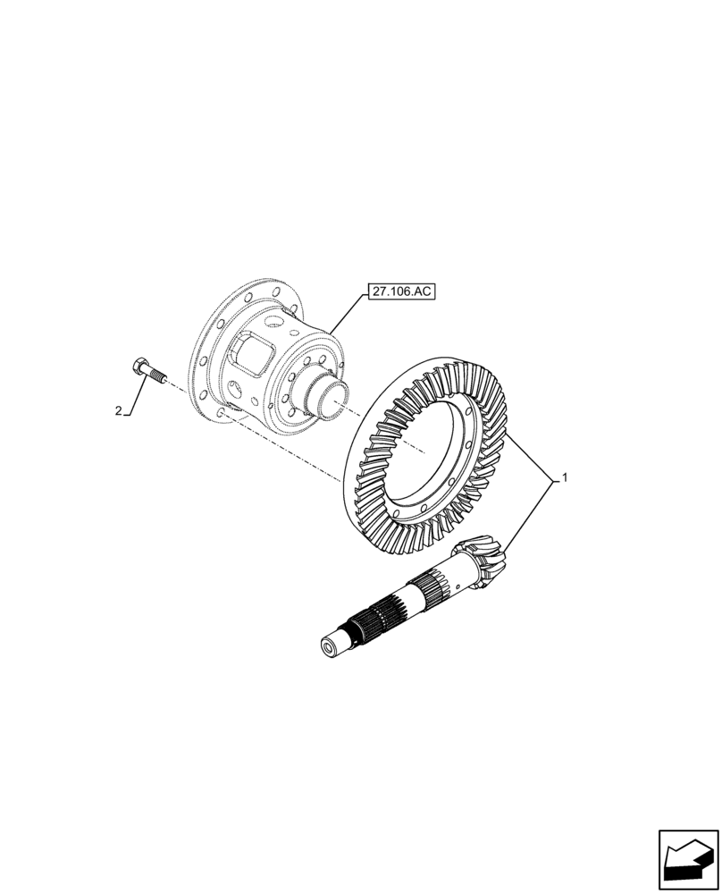 Схема запчастей Case IH FARMALL 65C - (27.106.AA[02]) - VAR - 332280, 743507 - REDUCTION, BEVEL GEAR - 30 KPH (12X12) (27) - REAR AXLE SYSTEM