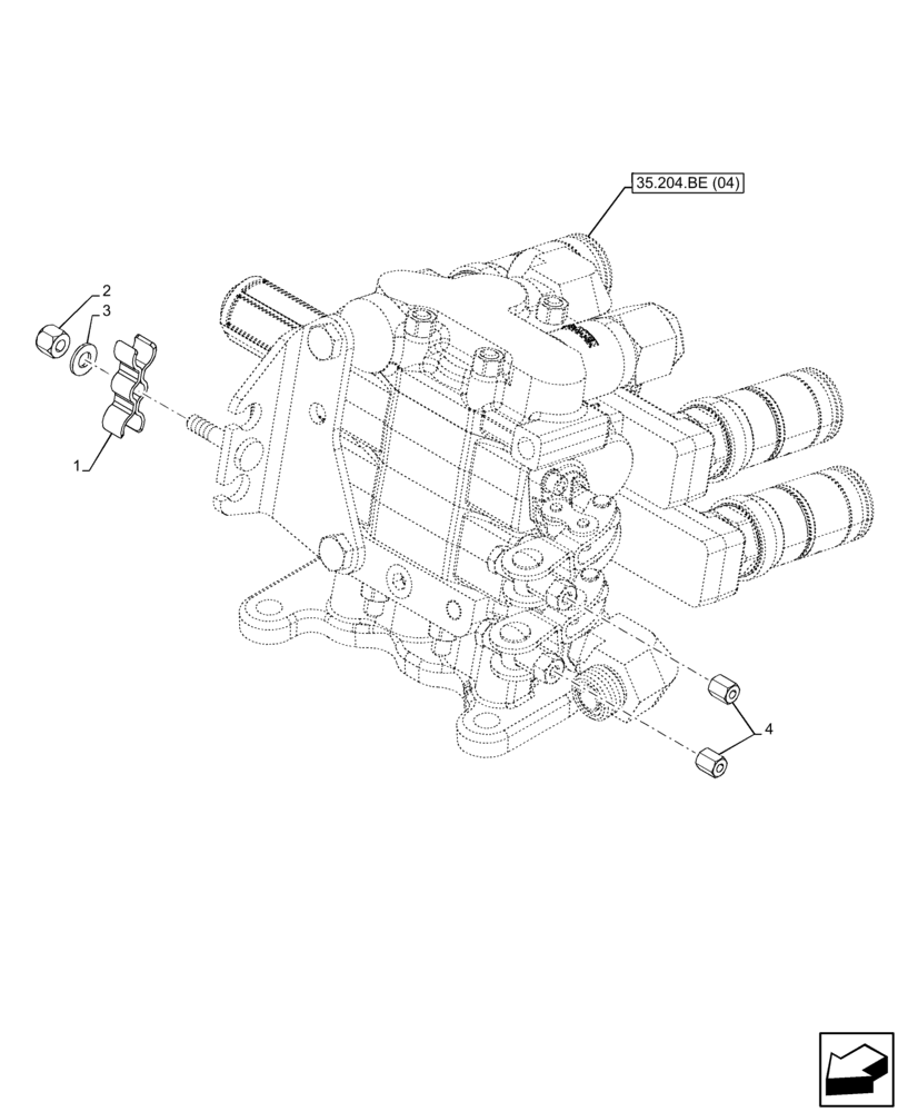 Схема запчастей Case IH FARMALL 65C - (35.204.BE[07]) - VAR - 334107, 743569 - REMOTE CONTROL VALVE, ATTACHMENT (35) - HYDRAULIC SYSTEMS