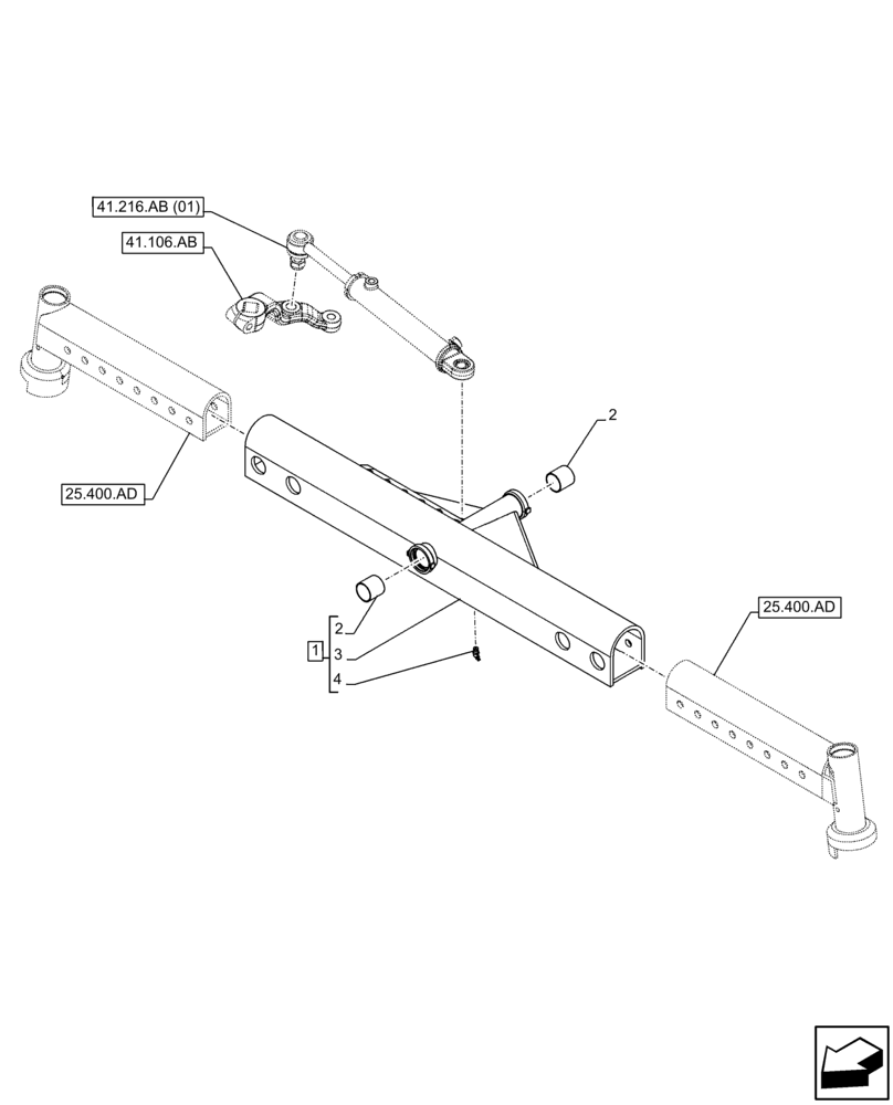 Схема запчастей Case IH FARMALL 75C - (25.400.AM) - VAR - 330581, 335581 - FRONT AXLE, BODY, 2WD (25) - FRONT AXLE SYSTEM