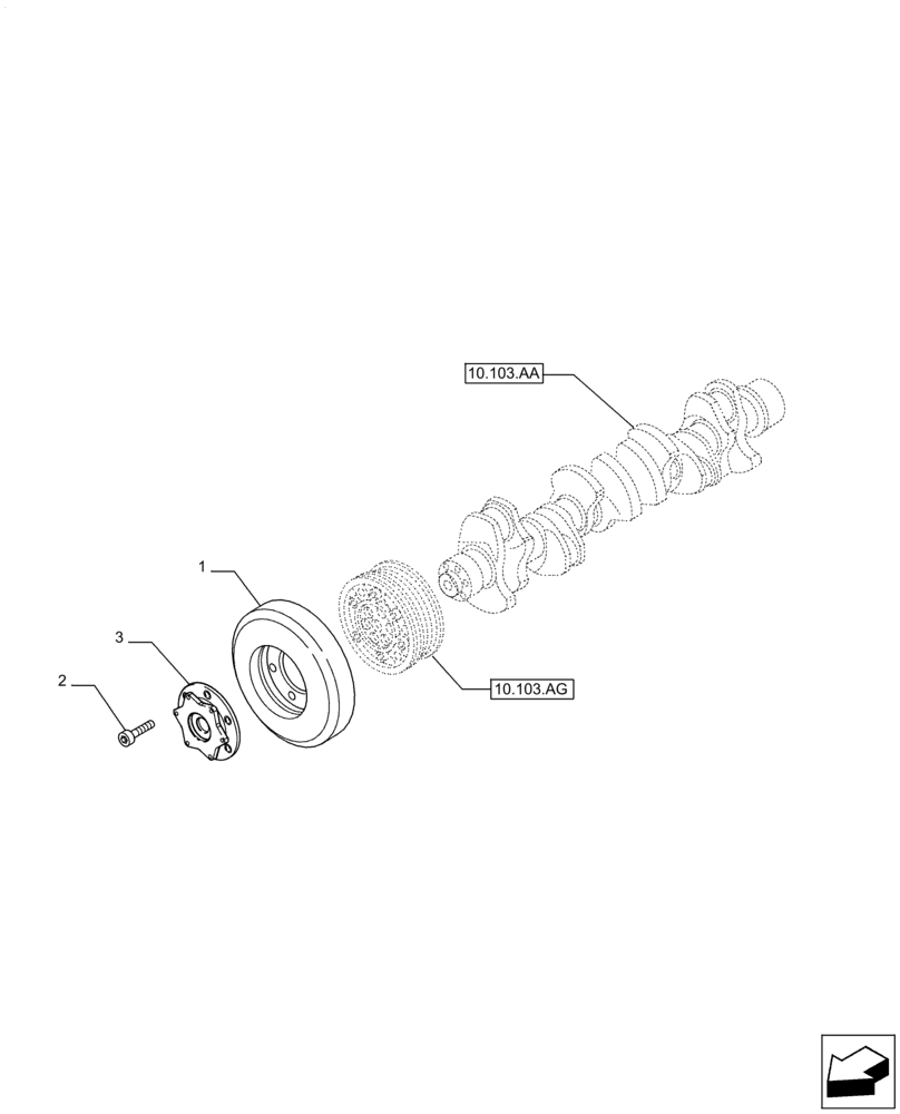 Схема запчастей Case IH F3DFE613F B002 - (10.110.AD) - CRANKSHAFT, DAMPER (10) - ENGINE