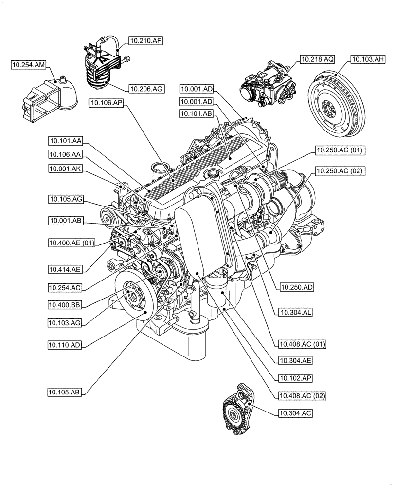 Схема запчастей Case IH F3DFE613F B001 - (10.000.00) - SECTION INDEX - ENGINE (10) - ENGINE