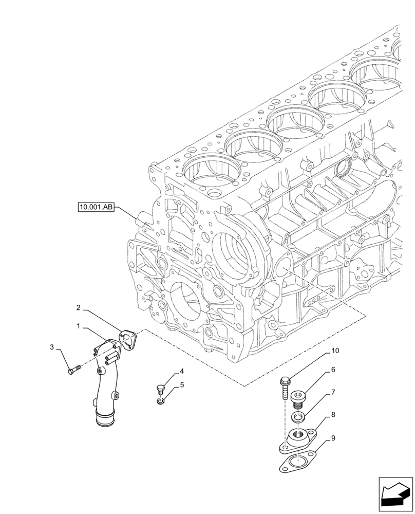 Схема запчастей Case IH F3DFE613F B002 - (10.400.AQ) - WATER PUMP LINE (10) - ENGINE