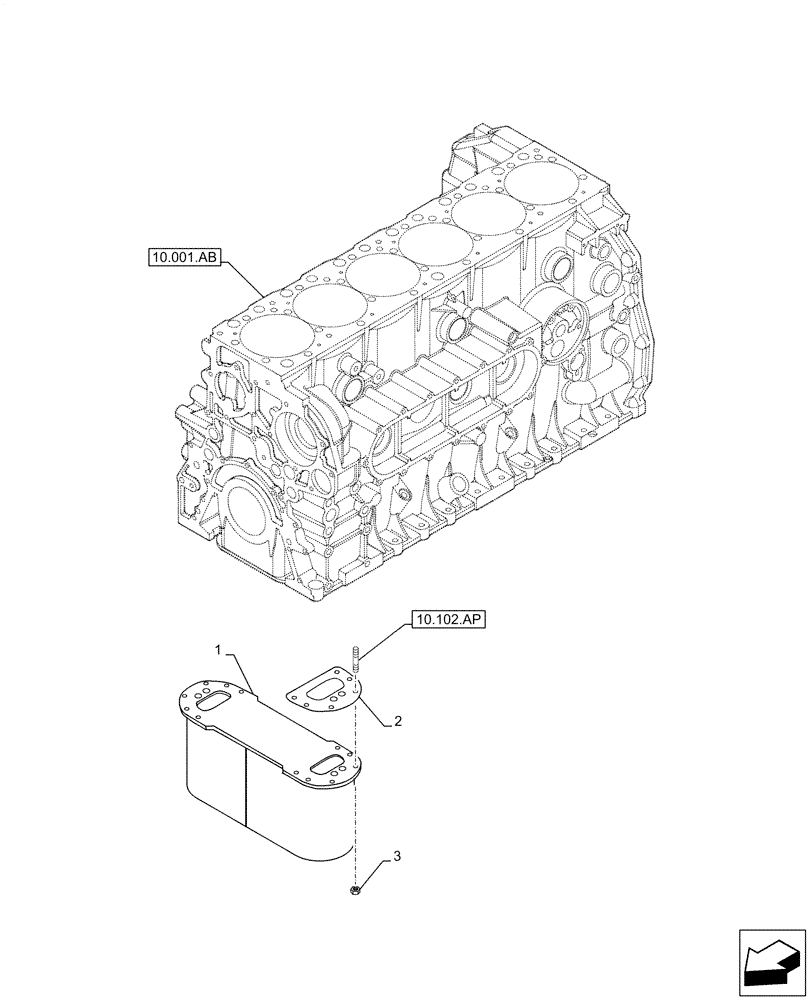 Схема запчастей Case IH F3DFE613F B002 - (10.408.AO) - OIL COOLER (10) - ENGINE