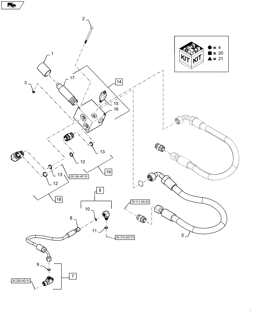 Схема запчастей Case IH 2240 - (35.102.AE[01]) - PRODUCT PUMP CONTROL VALVE ASSY (35) - HYDRAULIC SYSTEMS