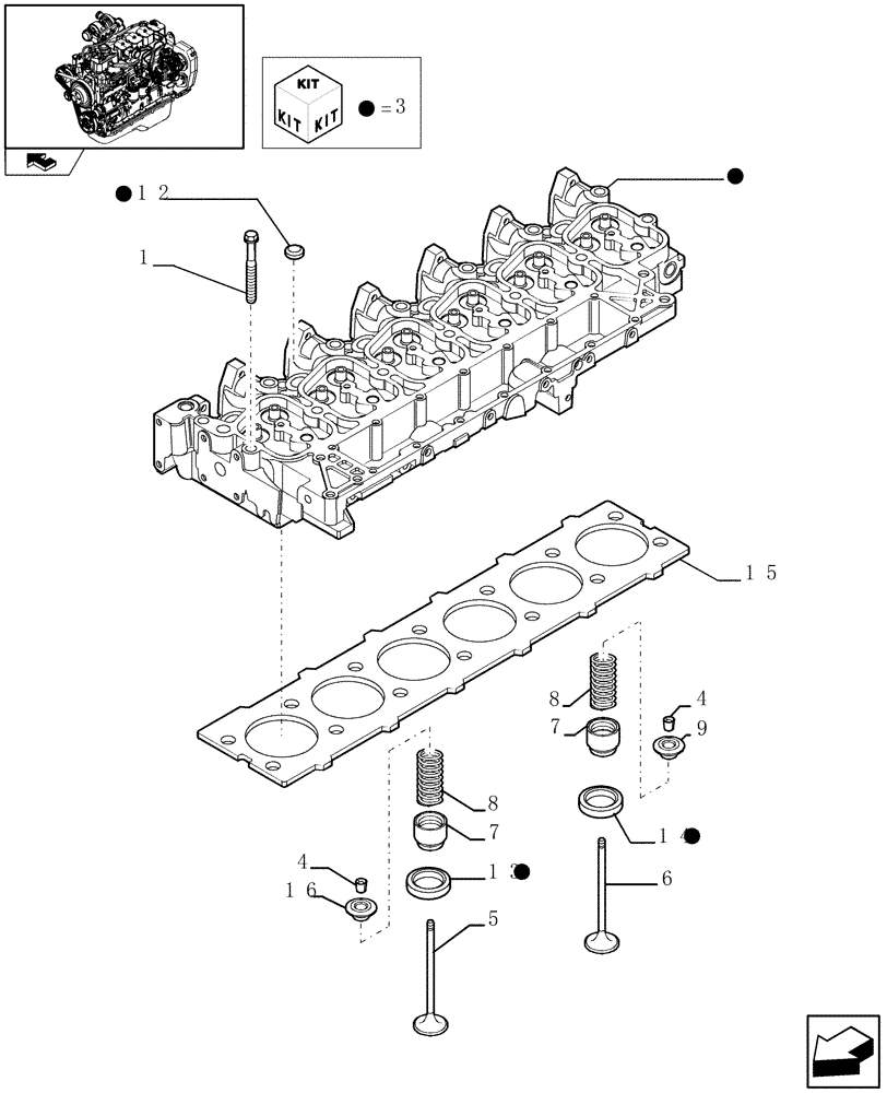 Схема запчастей Case IH F4GE9684B J600 - (0.06.0) - CYLINDER HEAD (2852739) 