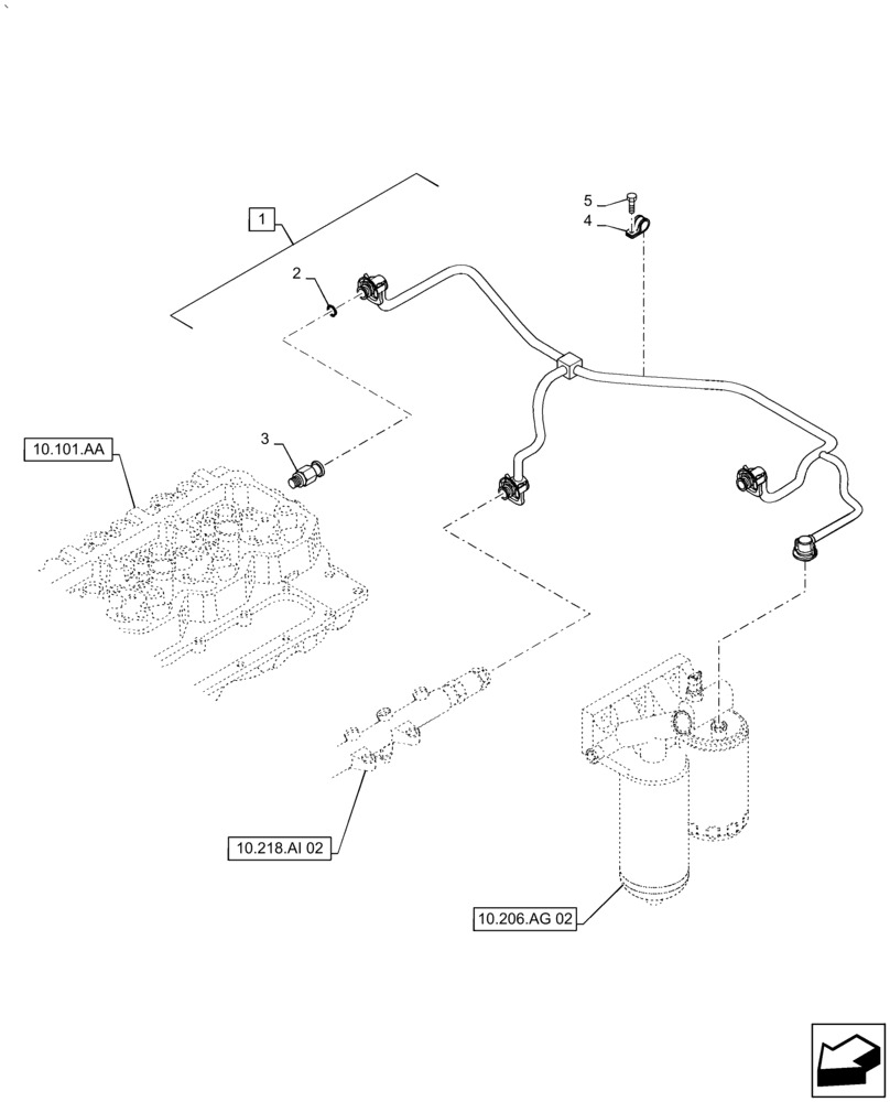 Схема запчастей Case IH PUMA1804 - (10.218.AI[03]) - INJECTION EQUIPMENT - PIPING (10) - ENGINE