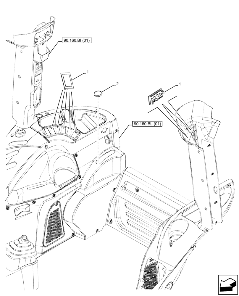 Схема запчастей Case IH FARMALL 75C - (55.512.BG[01]) - VAR - 334216, 334358, 390274, 334218, 334361, 390381 - PANEL, SWITCH, PLUG (55) - ELECTRICAL SYSTEMS