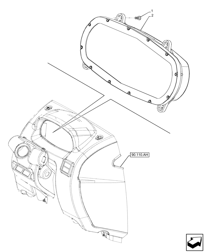 Схема запчастей Case IH FARMALL 75C - (55.408.CA) - VAR - 334187, 334190, 392315 - IINSTRUMENT CLUSTER, W/O CAB (55) - ELECTRICAL SYSTEMS