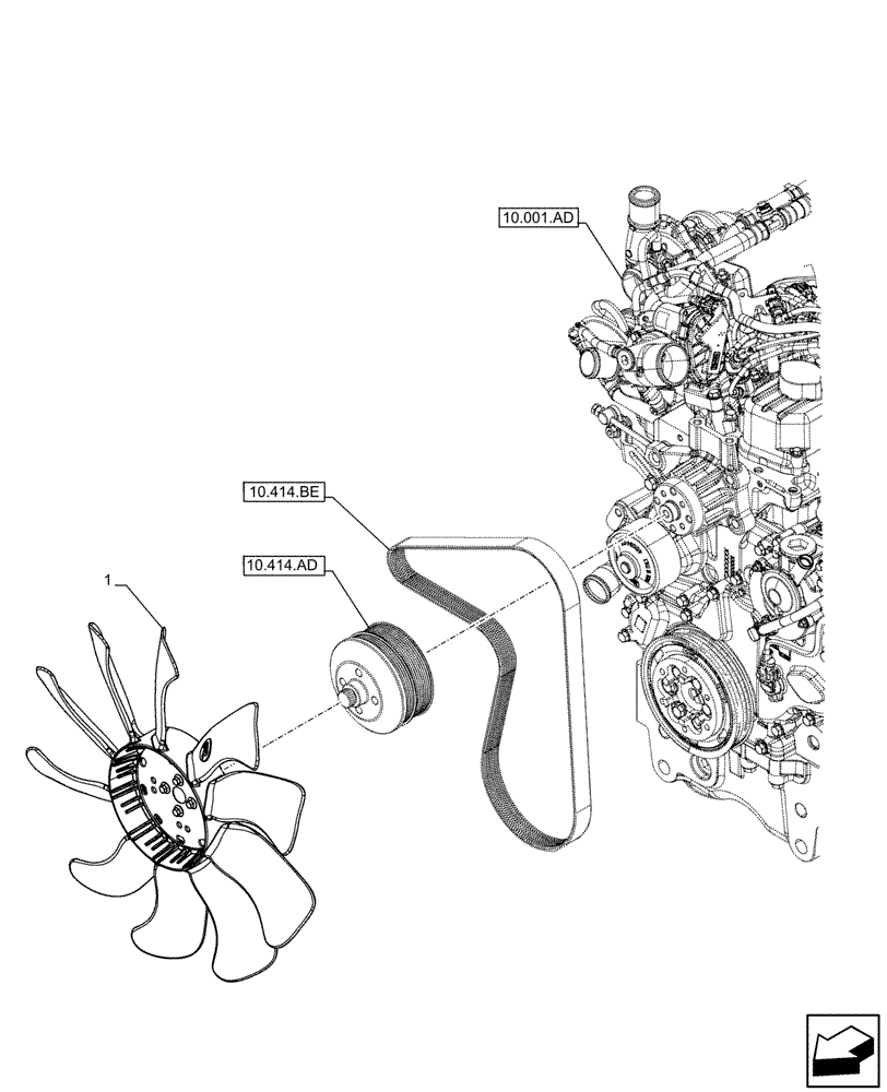 Схема запчастей Case IH FARMALL 115C - (10.414.AC) - VAR - 390018 - FAN (10) - ENGINE