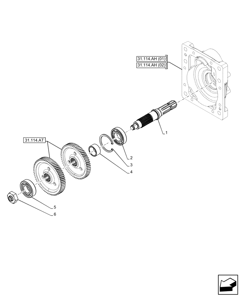 Схема запчастей Case IH FARMALL 65C - (31.114.AF ) - VAR - 333814, 336814, 743566 - PTO 540-540E RPM, OUTPUT SHAFT (31) - IMPLEMENT POWER TAKE OFF