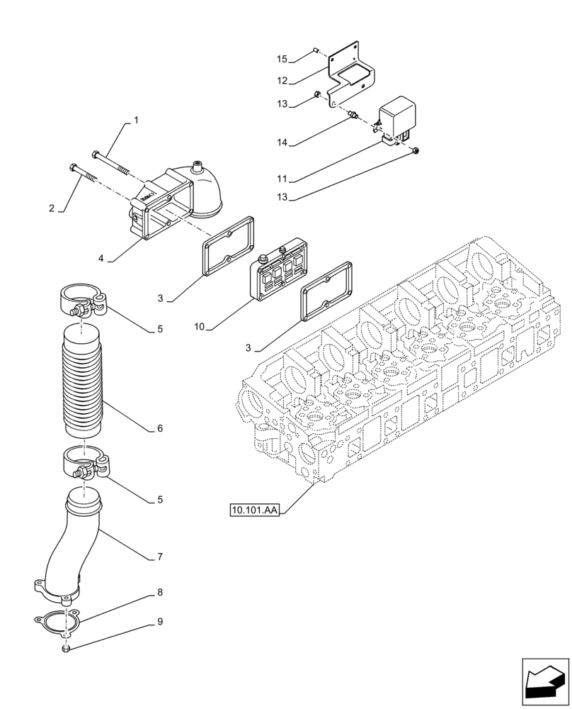 Схема запчастей Case IH F3DFE613F B001 - (10.254.AM) - INLET MANIFOLD (10) - ENGINE