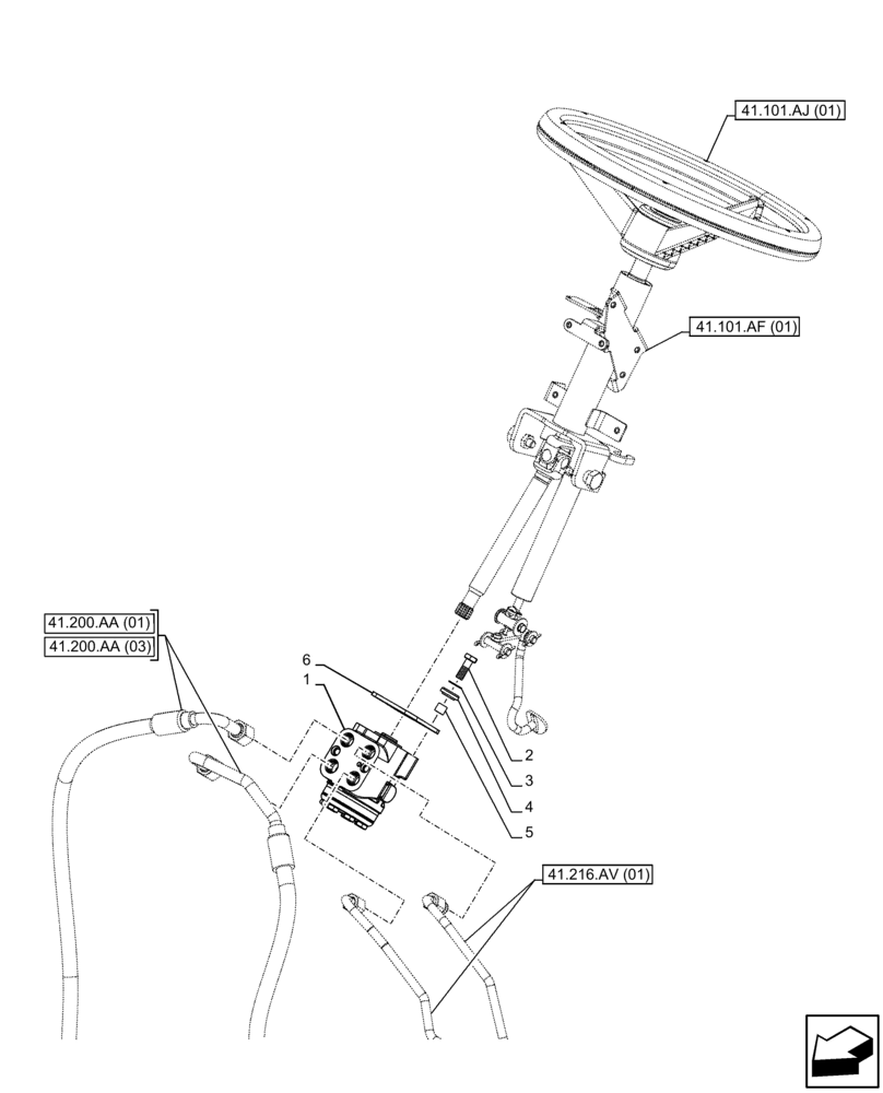 Схема запчастей Case IH FARMALL 65C - (41.200.CA[03]) - VAR - 335695, 744580 - STEERING CONTROL VALVE, 4WD (41) - STEERING