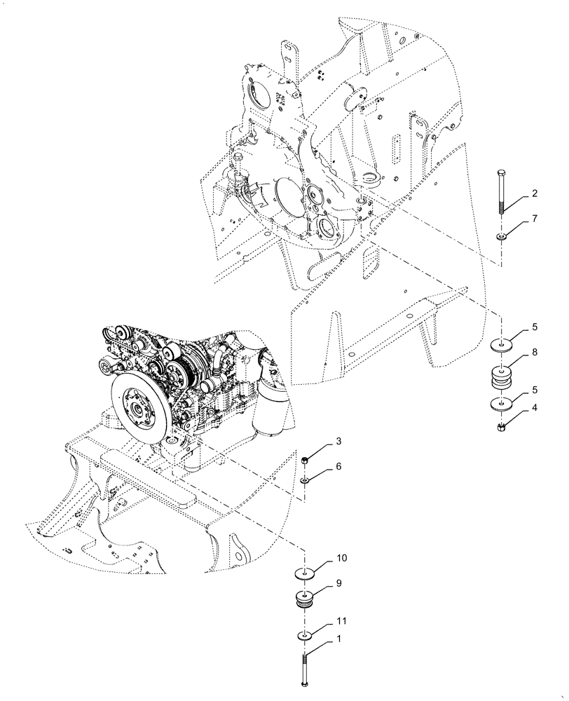 Схема запчастей Case IH QUADTRAC 420 - (10.001.AK[02]) - ENGINE MOUNT, 400, 420, 450, 470, 500 (10) - ENGINE