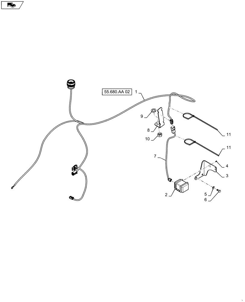 Схема запчастей Case IH 2240 - (55.680.AA[01]) - AUTO GUIDANCE FRAME COMPONENTS (55) - ELECTRICAL SYSTEMS