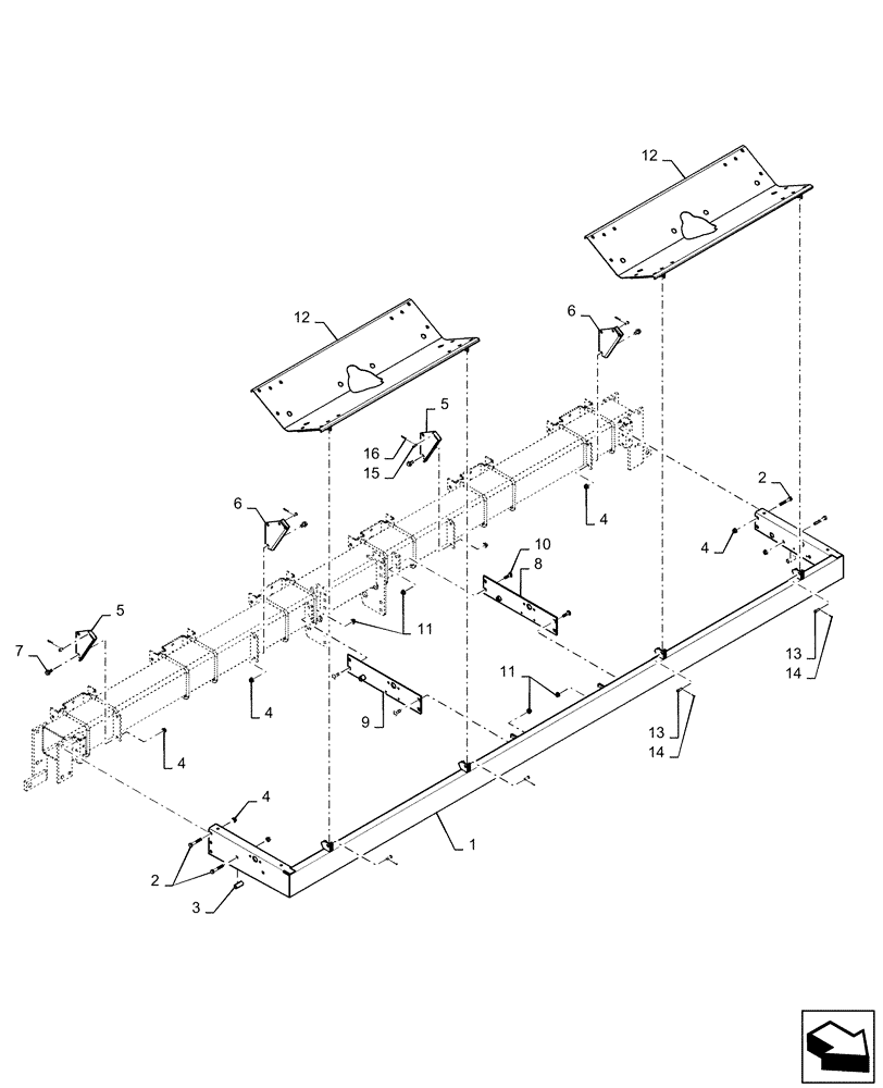 Схема запчастей Case IH 1225 EARLY RISER - (63.100.AD[03]) - FERTILIZER TANK FRAME 6 ROW (63) - CHEMICAL APPLICATORS