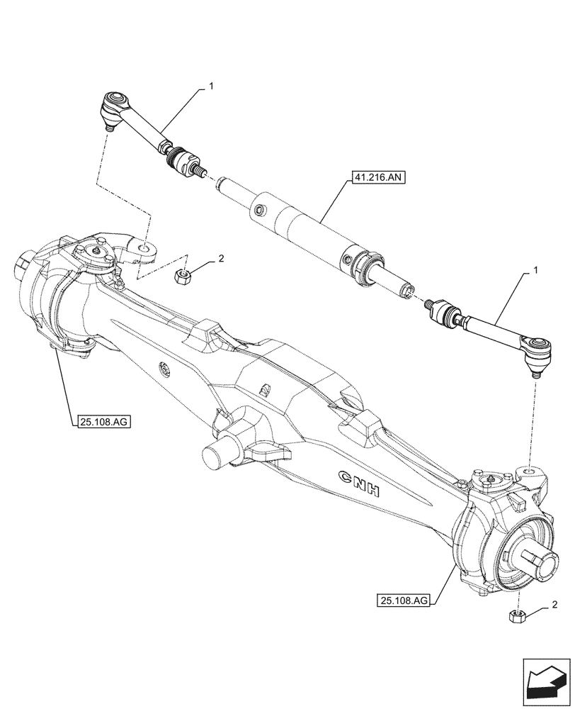 Схема запчастей Case IH FARMALL 65C - (41.106.AD) - VAR - 390328, 743559, 744580 - 4WD FRONT AXLE, STEERING TIE-ROD (41) - STEERING