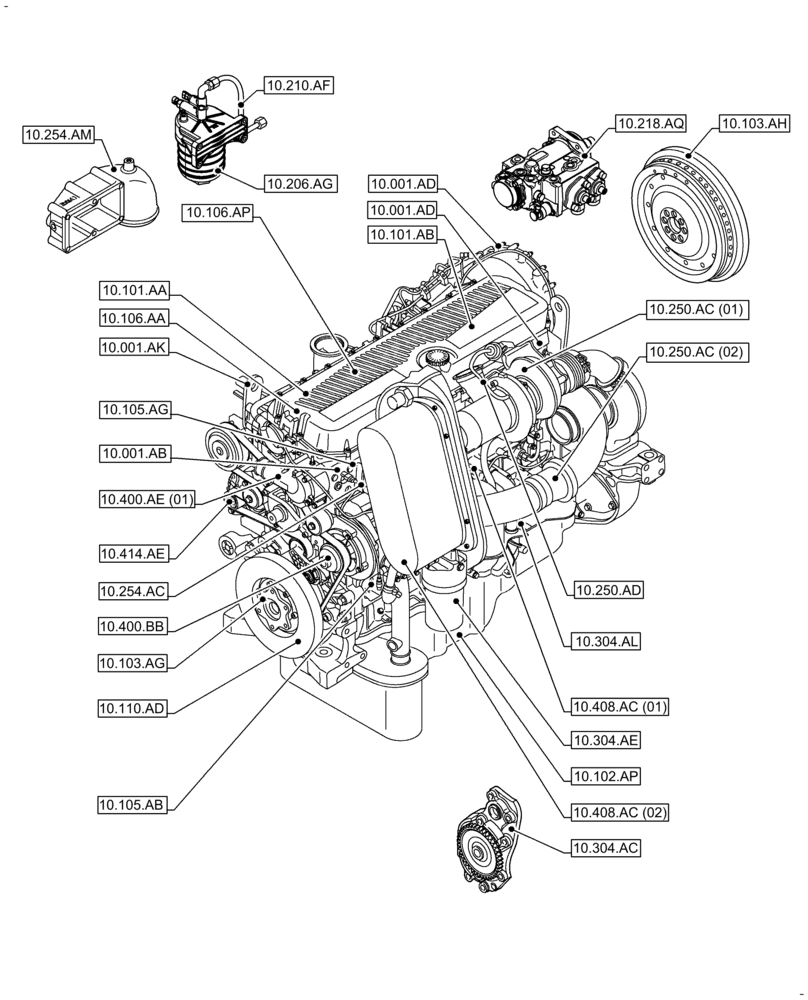 Схема запчастей Case IH F3DFE613F B002 - (00.000.10) - PICTORIAL INDEX - ENGINE (00) - GENERAL & PICTORIAL INDEX