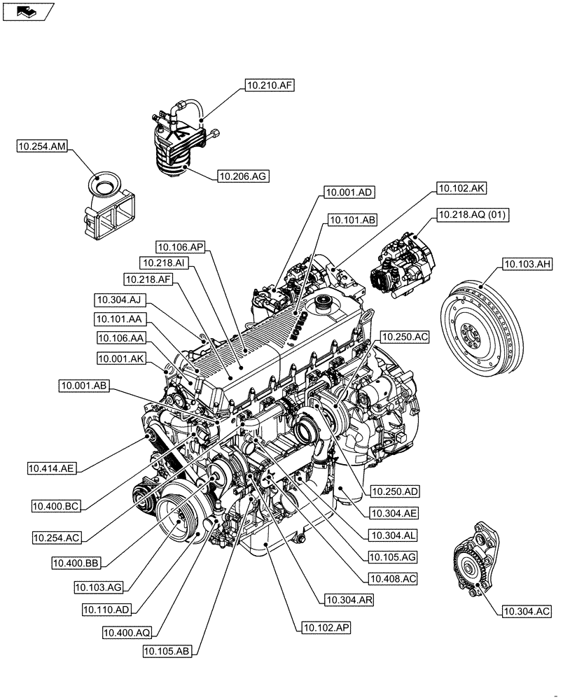 Схема запчастей Case IH F2CFE614A B001 - (00.000.10) - PICTORIAL INDEX - ENGINE (00) - GENERAL & PICTORIAL INDEX