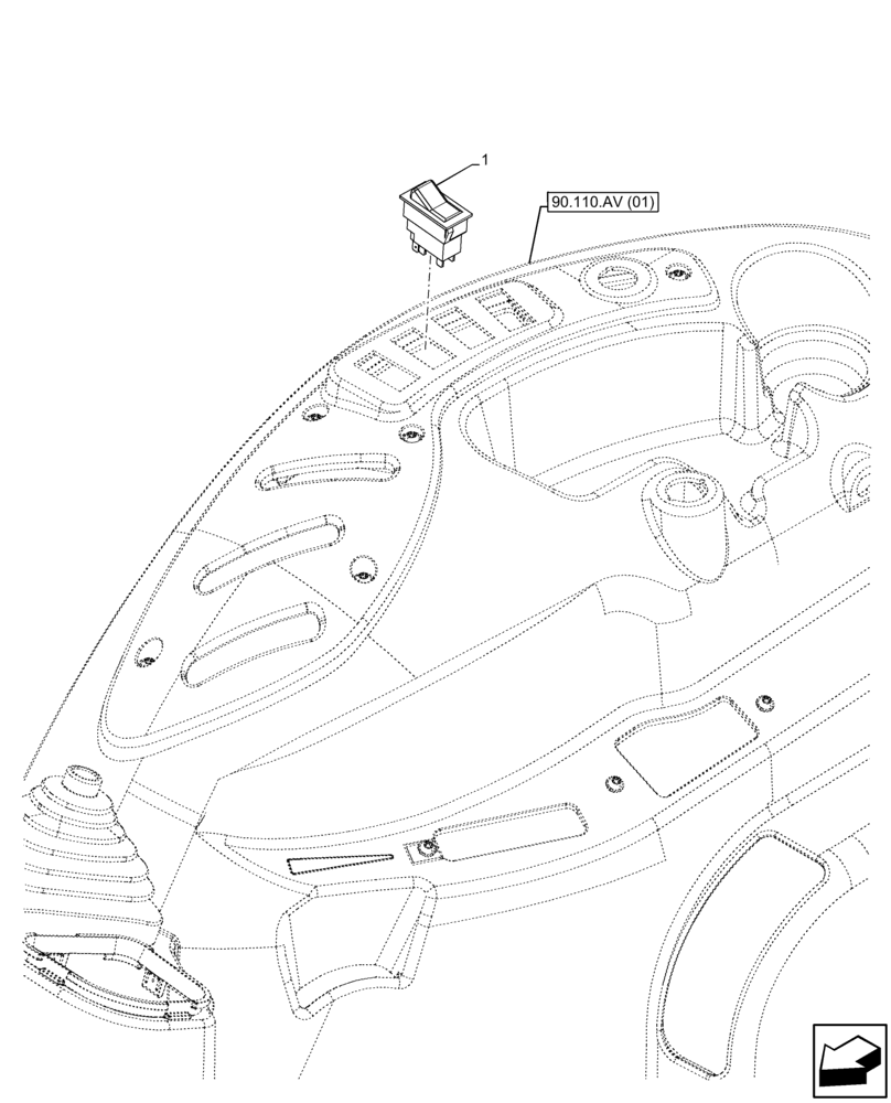 Схема запчастей Case IH FARMALL 75C - (55.040.AH[02]) - VAR - 335677, 335694, 335695, 335696, 744580 - 4WD SWITCH, W/O CAB (55) - ELECTRICAL SYSTEMS