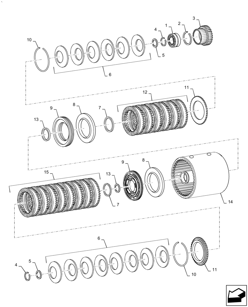 Схема запчастей Case IH PUMA1854 - (21.155.AZ[06]) - SPEED GEARS AND CLUTCHES - "C" AND "D" CLUTCHES (21) - TRANSMISSION