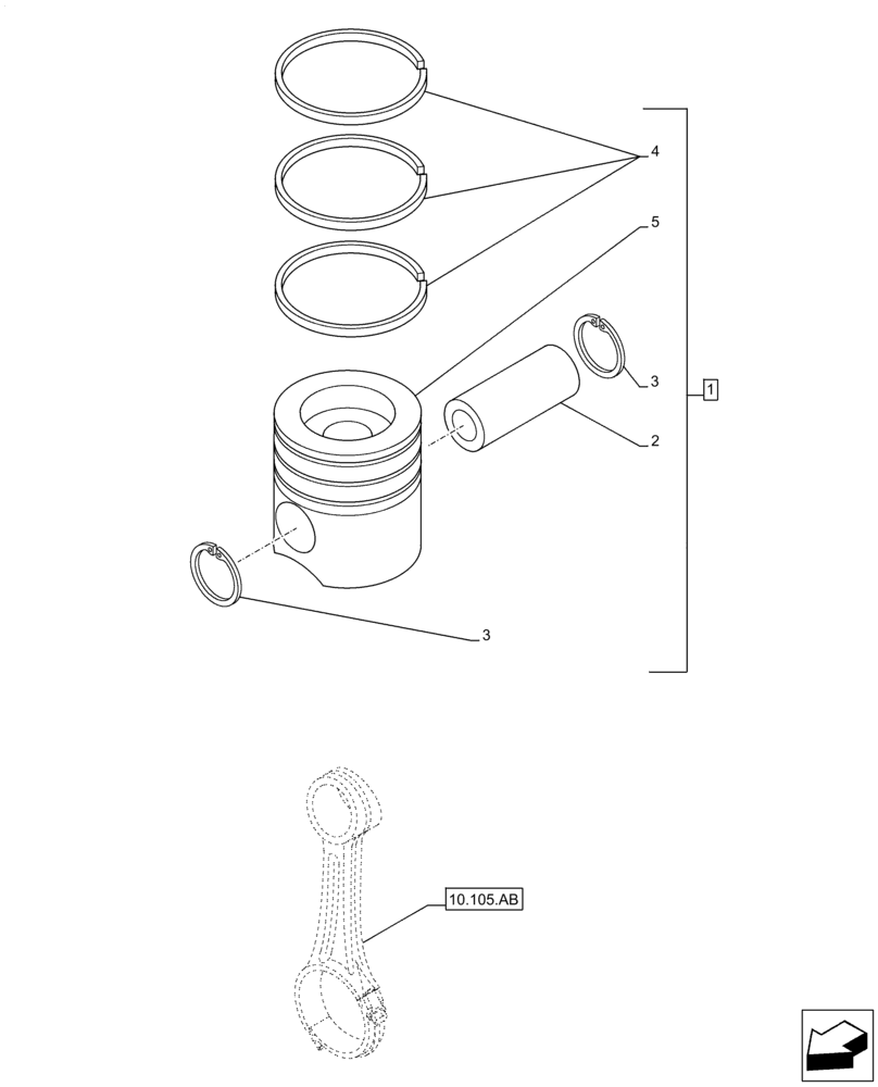 Схема запчастей Case IH F3DFE613F B001 - (10.105.AG) - PISTONS (10) - ENGINE