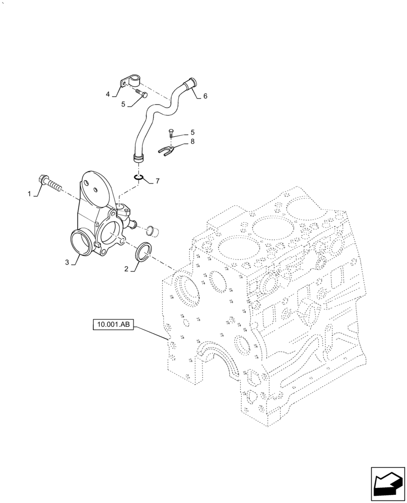 Схема запчастей Case IH PUMA 2304 - (10.400.AE[01]) - ENGINE COOLING SYSTEM PIPING (10) - ENGINE