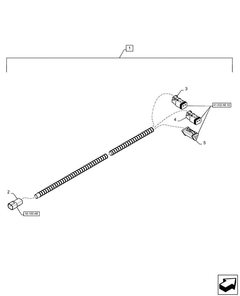 Схема запчастей Case IH WD1903 - (55.100.AB[02]) - WIRE HARNESS & CONNECTOR, AUTOGUIDANCE (55) - ELECTRICAL SYSTEMS