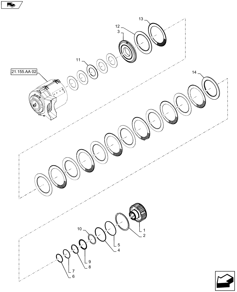 Схема запчастей Case IH MAGNUM 235 - (33.110.AX[02]) - CLUTCH PACK, EMERGENCY BRAKE, EU - POWERSHIFT ASN ZDRD04268 (33) - BRAKES & CONTROLS