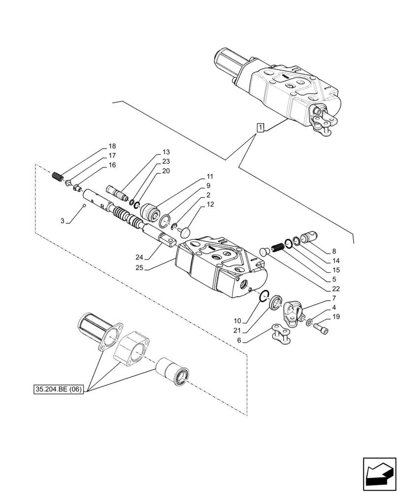 Схема запчастей Case IH FARMALL 65C - (35.204.BE[05]) - VAR - 334107, 743569 - REMOTE CONTROL VALVE (2 REMOTE, 4 COUPLERS) (35) - HYDRAULIC SYSTEMS