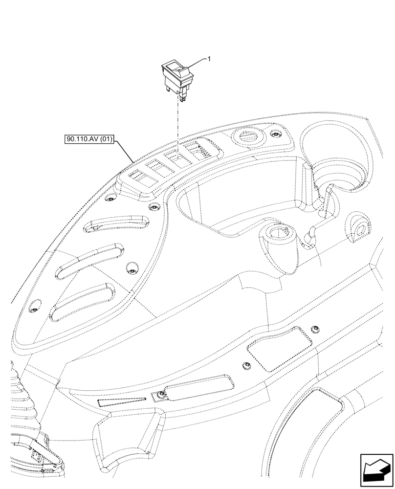 Схема запчастей Case IH FARMALL 75C - (55.405.BP[02]) - VAR - 334187, 334190, 392315 - LIGHT SWITCH, W/O CAB (55) - ELECTRICAL SYSTEMS