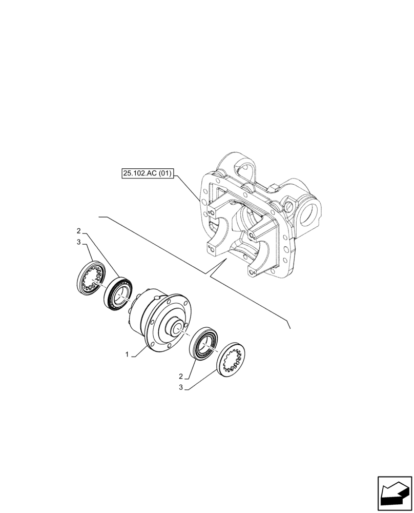 Схема запчастей Case IH FARMALL 65C - (25.102.AE) - VAR - 390328, 743559, 744580 - 4WD FRONT AXLE, DIFFERENTIAL GEAR (25) - FRONT AXLE SYSTEM