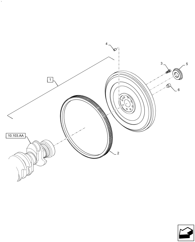 Схема запчастей Case IH PUMA2104 - (10.103.AH) - FLYWHEEL (10) - ENGINE