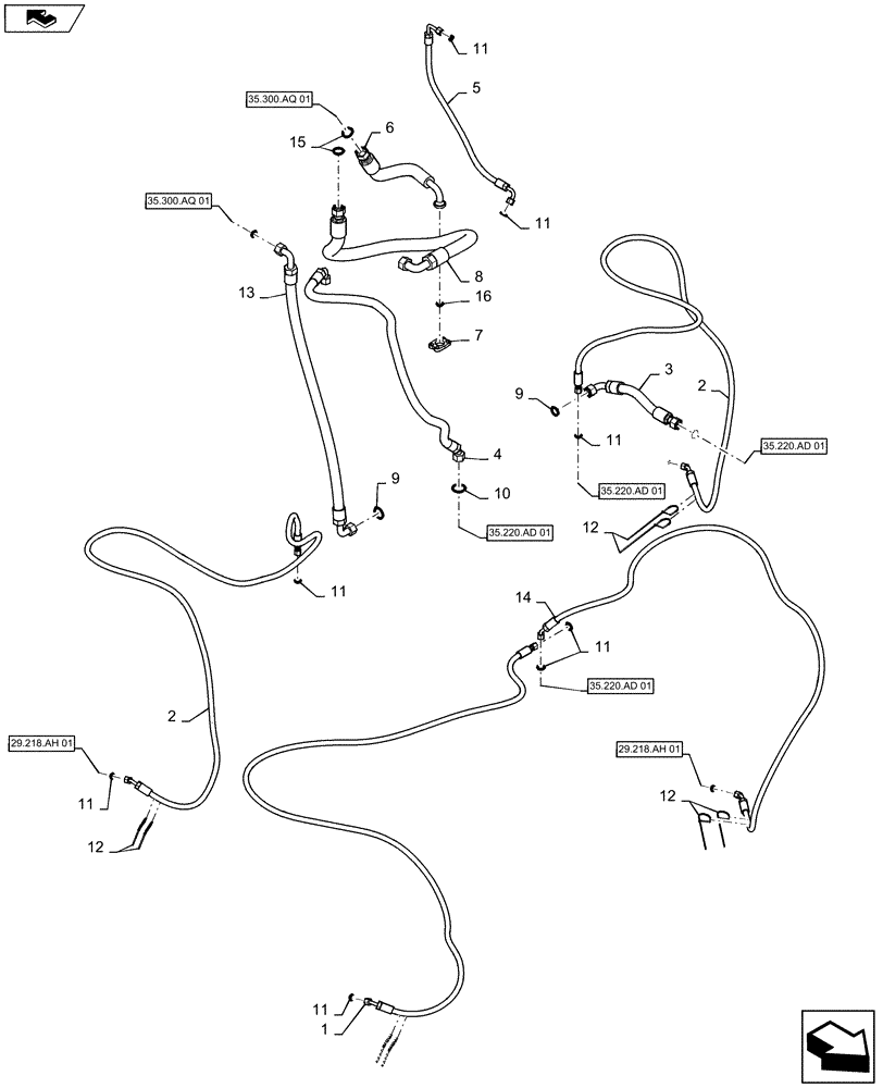 Схема запчастей Case IH 2240 - (35.310.AG[01]) - CASE DRAIN LINES (35) - HYDRAULIC SYSTEMS