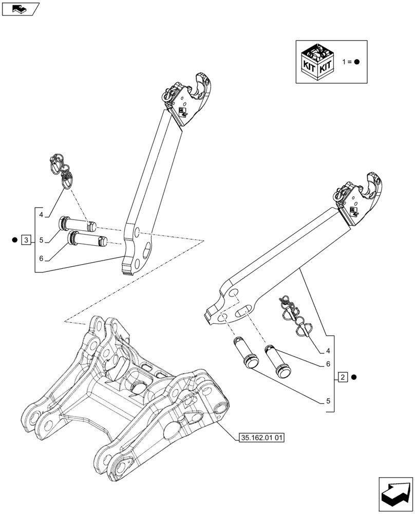 Схема запчастей Case IH PUMA 170 - (35.162.01[02]) - FRONT HPL - LIFT ARM (VAR.743483-743484-743485-743486 / 743666-743667-743765-743837-743838) (35) - HYDRAULIC SYSTEMS