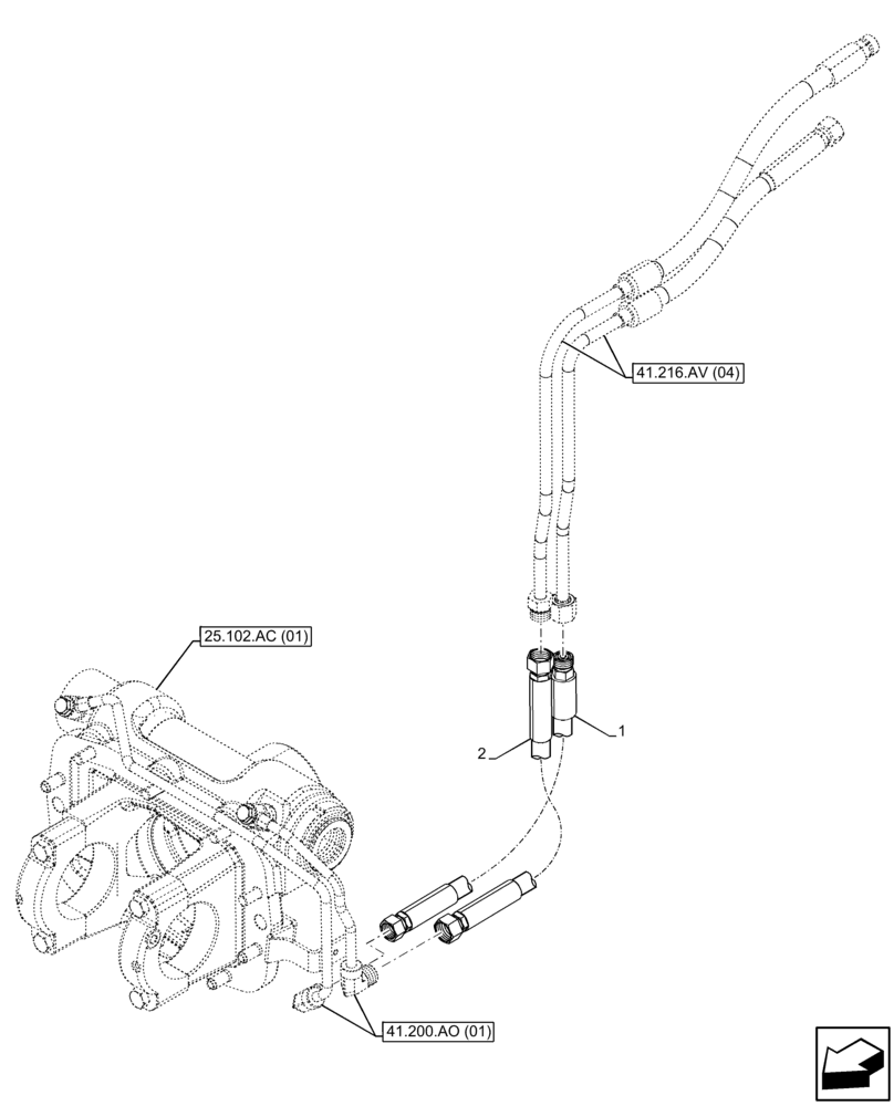 Схема запчастей Case IH FARMALL 65C - (41.216.AV[06]) - VAR - 330581, 335581, 335672, 390328, 743559, 744580 - STEERING CONTROL VALVE, HYDR LINES (41) - STEERING