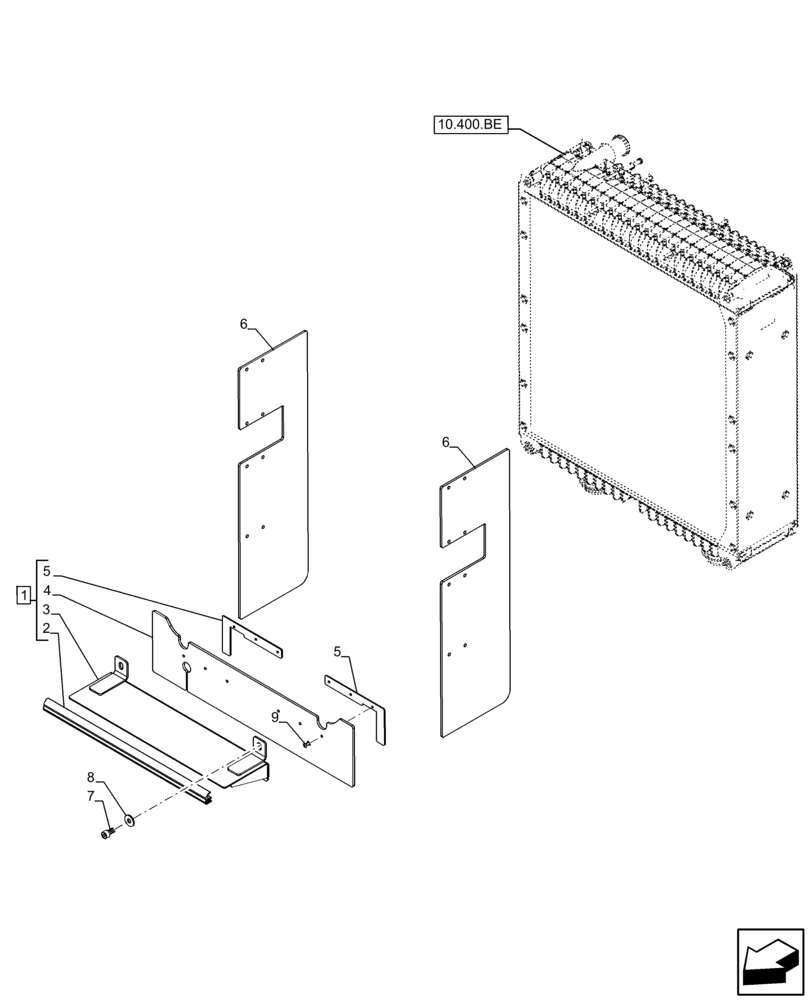 Схема запчастей Case IH FARMALL 105C - (10.400.BF[01]) - VAR - 390018 - RADIATOR, FRAME, CAB (10) - ENGINE