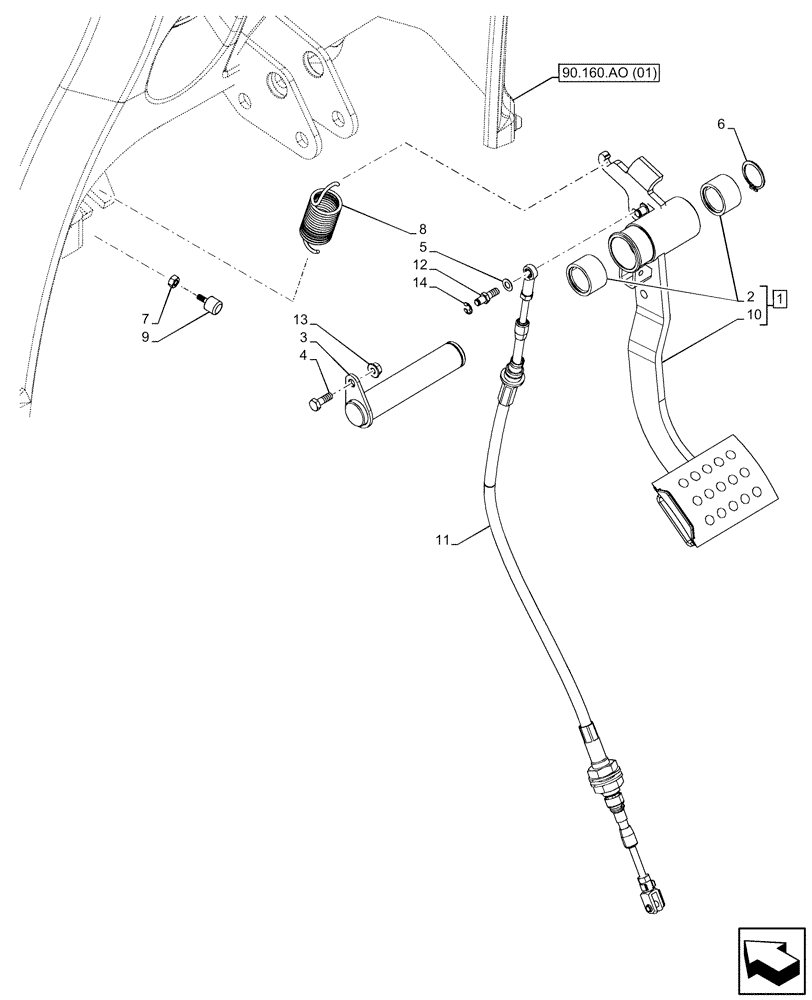 Схема запчастей Case IH FARMALL 75C - (18.100.AF[02]) - VAR - 330274, 330276, 334175, 334176 - CLUTCH, PEDAL, FLEXIBLE CONTROL (POWER SHUTTLE) (18) - CLUTCH