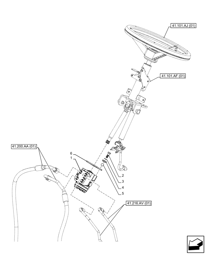 Схема запчастей Case IH FARMALL 65C - (41.200.CA[01]) - VAR - 390328, 743559, 744580 - STEERING CONTROL VALVE, 4WD (41) - STEERING