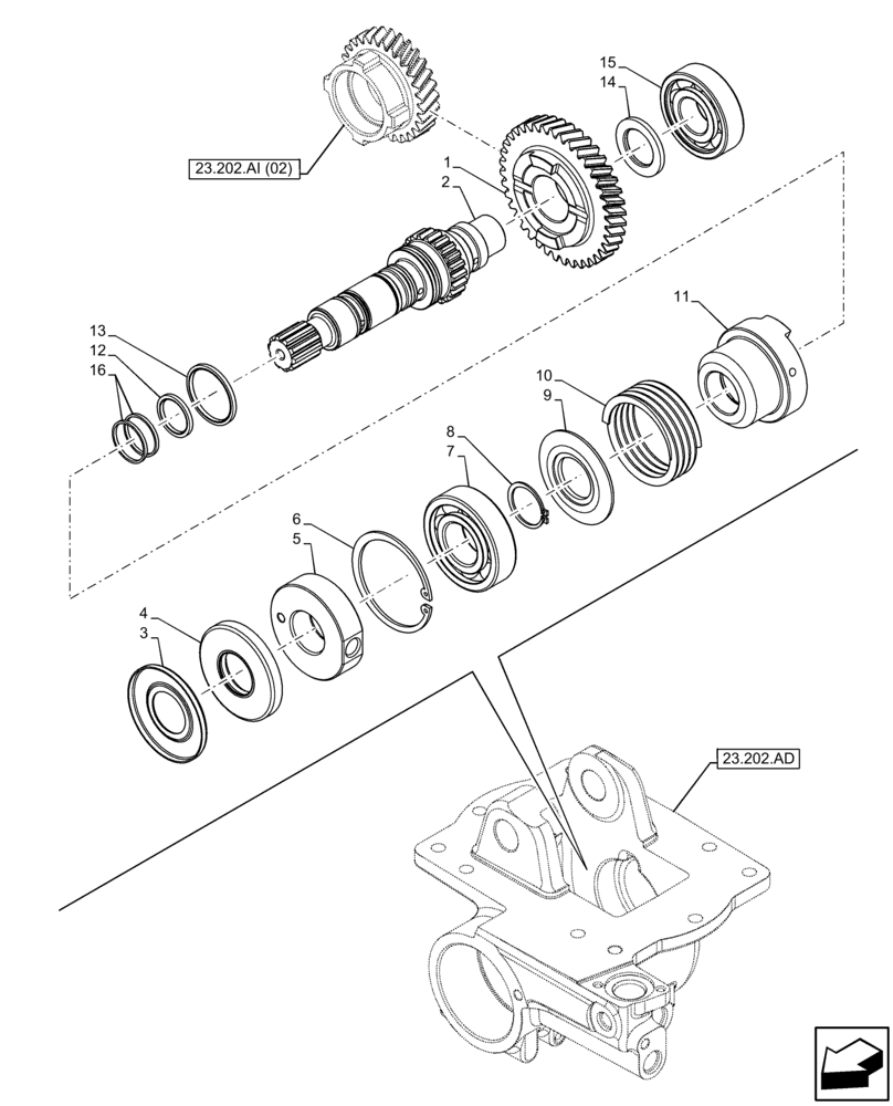 Схема запчастей Case IH FARMALL 75C - (23.202.AI[01]) - VAR - 335677, 335694, 335695, 335696, 744580 - TRANSMISSION, SHAFT, 4WD (23) - FOUR WHEEL DRIVE SYSTEM