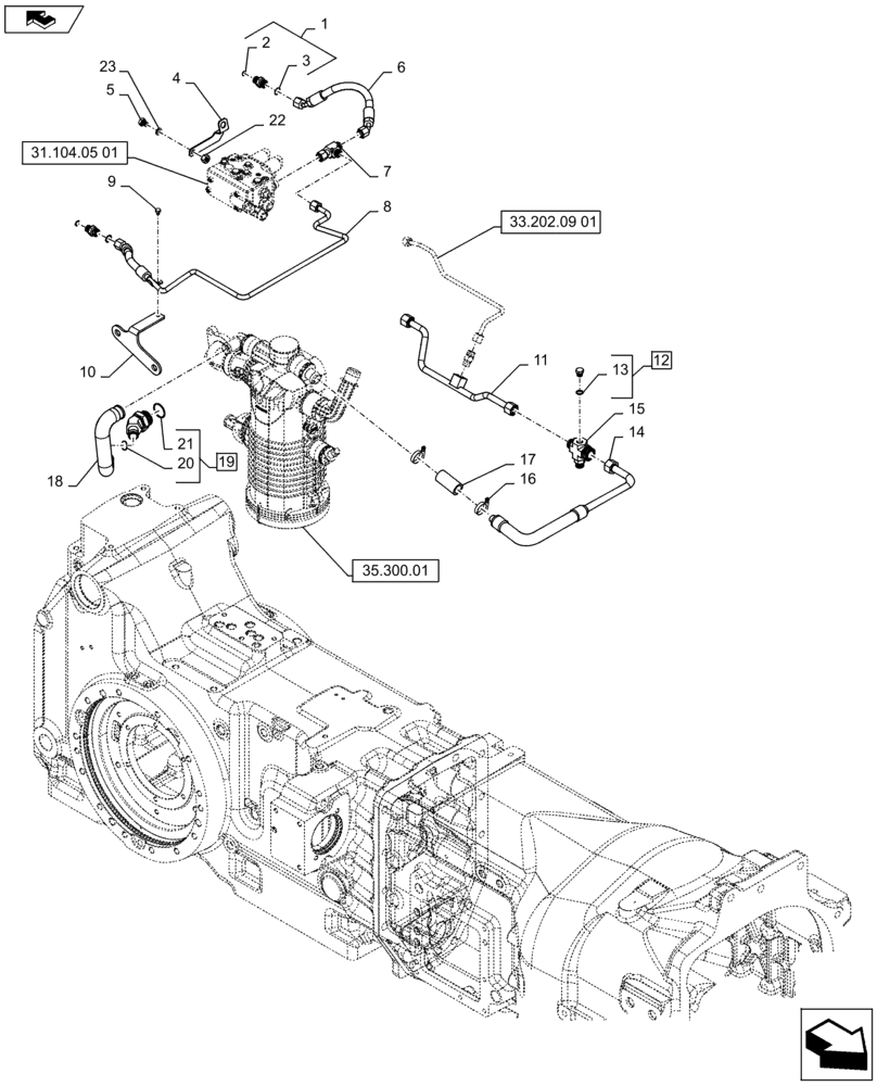 Схема запчастей Case IH PUMA 160 - (21.102.03[01]) - TRANSMISSION LUBRICATION LINES - C7113 (21) - TRANSMISSION