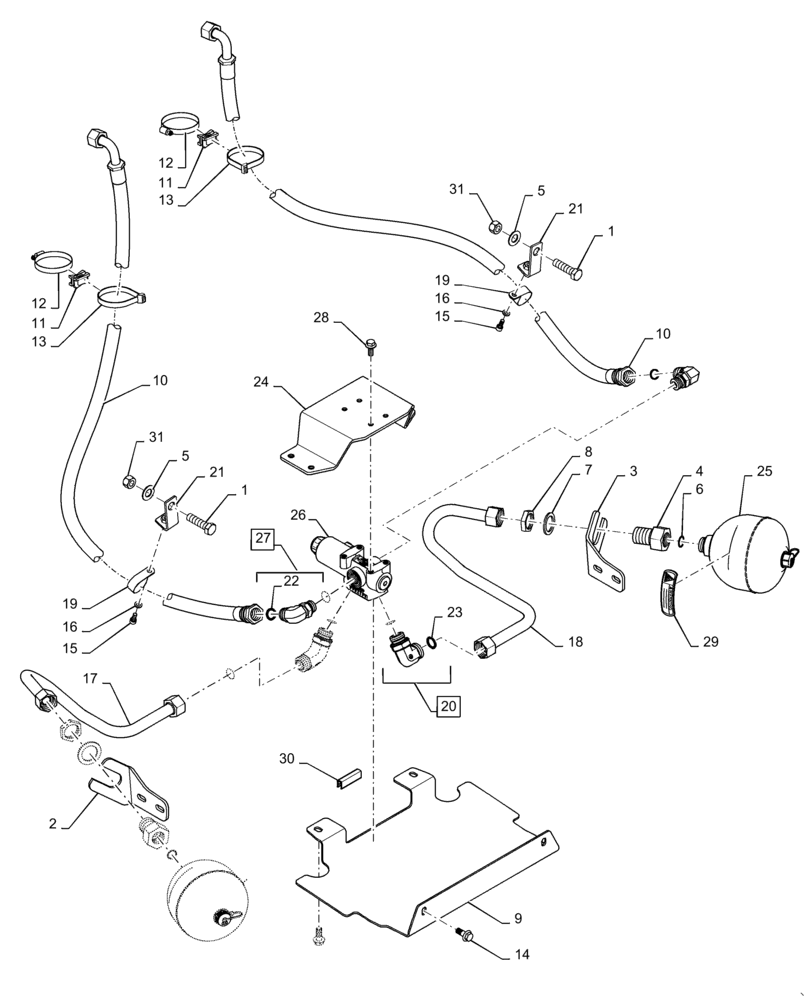 Схема запчастей Case IH MAGNUM 310 - (25.122.AL[03]) - VAR - 330813, 330847, 336831, 429355 - LOCKOUT SOLENOID VALVE, SUSPENDED FRONT AXLE, W/ FRONT 3 POINT HITCH (25) - FRONT AXLE SYSTEM