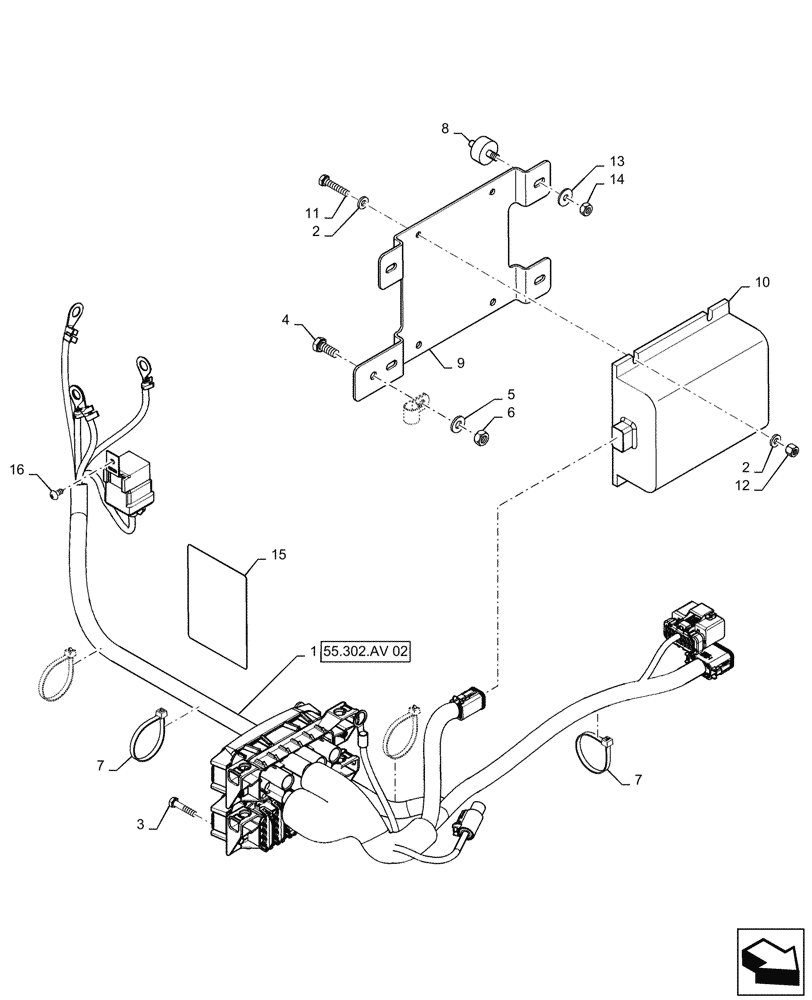 Схема запчастей Case IH STEIGER 470 - (55.302.AV[01]) - BATTERY EQUALIZER/CONVERTER, T4B (55) - ELECTRICAL SYSTEMS