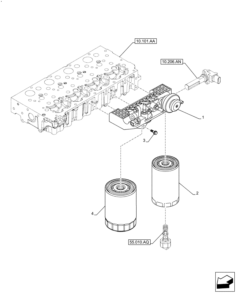 Схема запчастей Case IH F5DFL413H A015 - (10.206.AG) - FUEL FILTER (10) - ENGINE