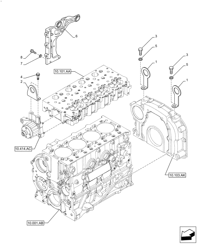 Схема запчастей Case IH F5DFL413H A015 - (10.001.AK) - ENGINE, SUPPORT (10) - ENGINE