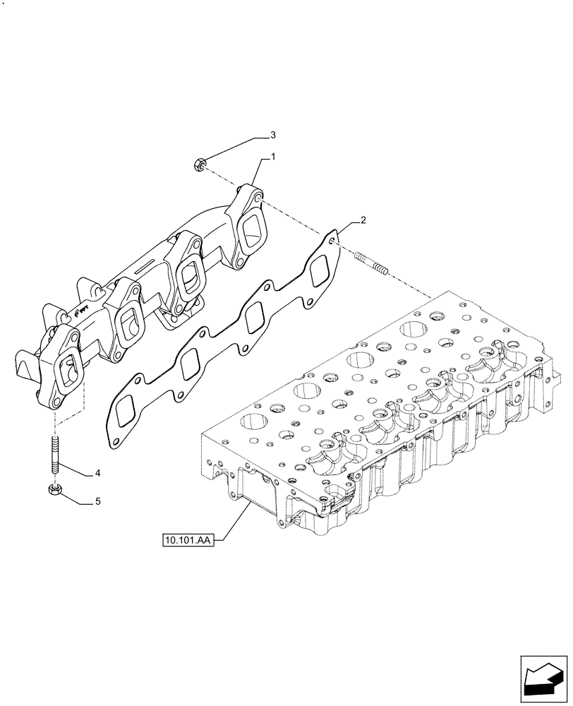 Схема запчастей Case IH F5DFL413H A015 - (10.254.AC) - EXHAUST MANIFOLD (10) - ENGINE