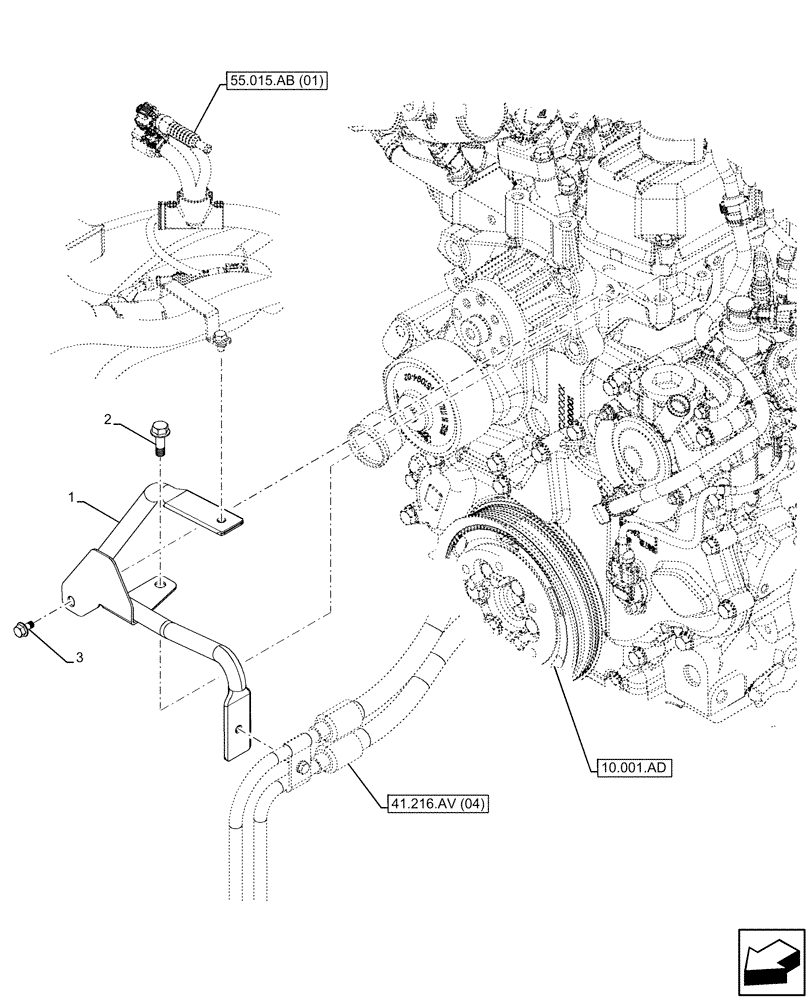 Схема запчастей Case IH FARMALL 75C - (10.450.AL ) - VAR - 334187, 334190, 392315 - PULLEY & BELT, SUPPORT, W/O CAB (10) - ENGINE